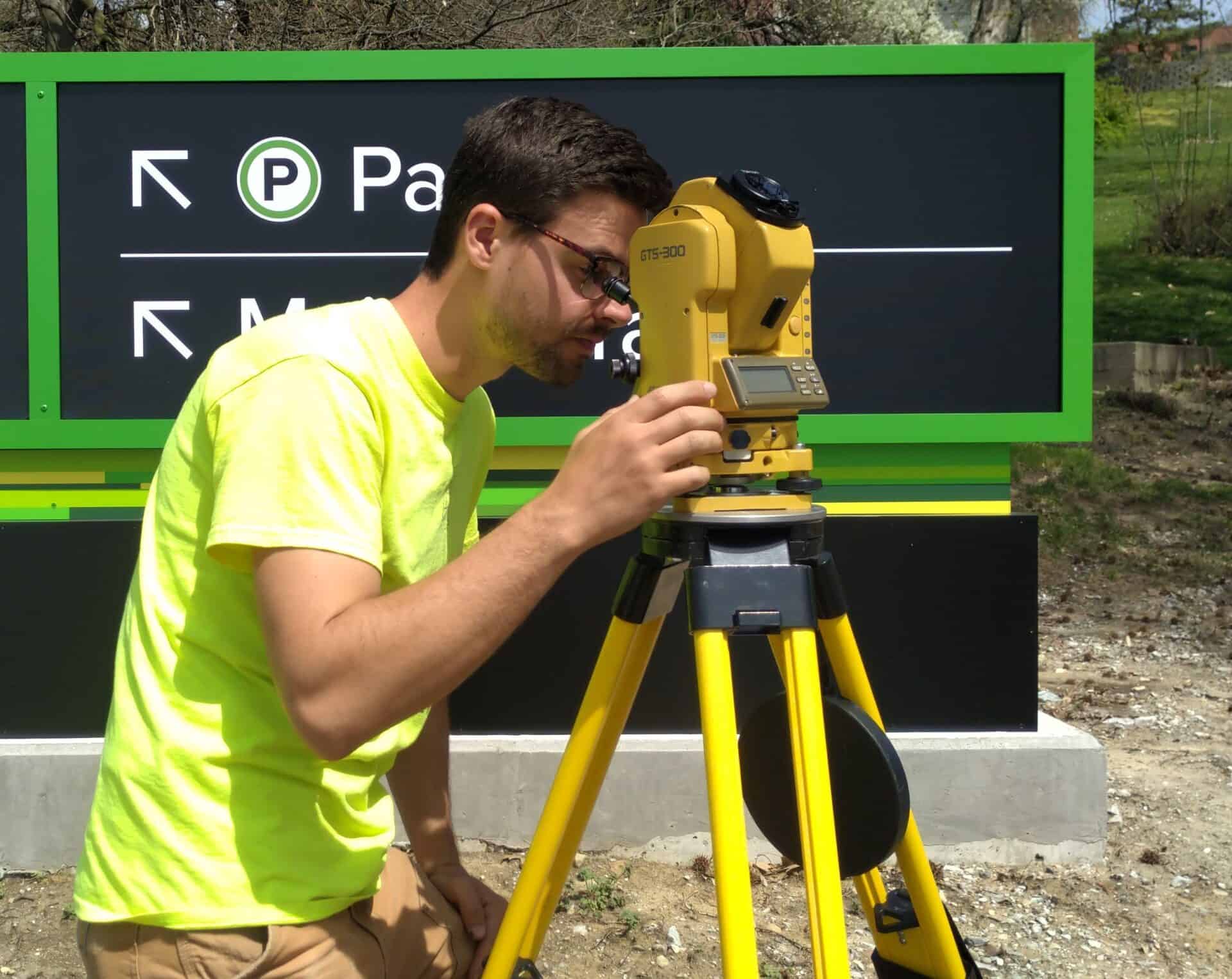 Ethan Armstrong used a total station survey instrument and solar filter to follow the progression of the eclipse