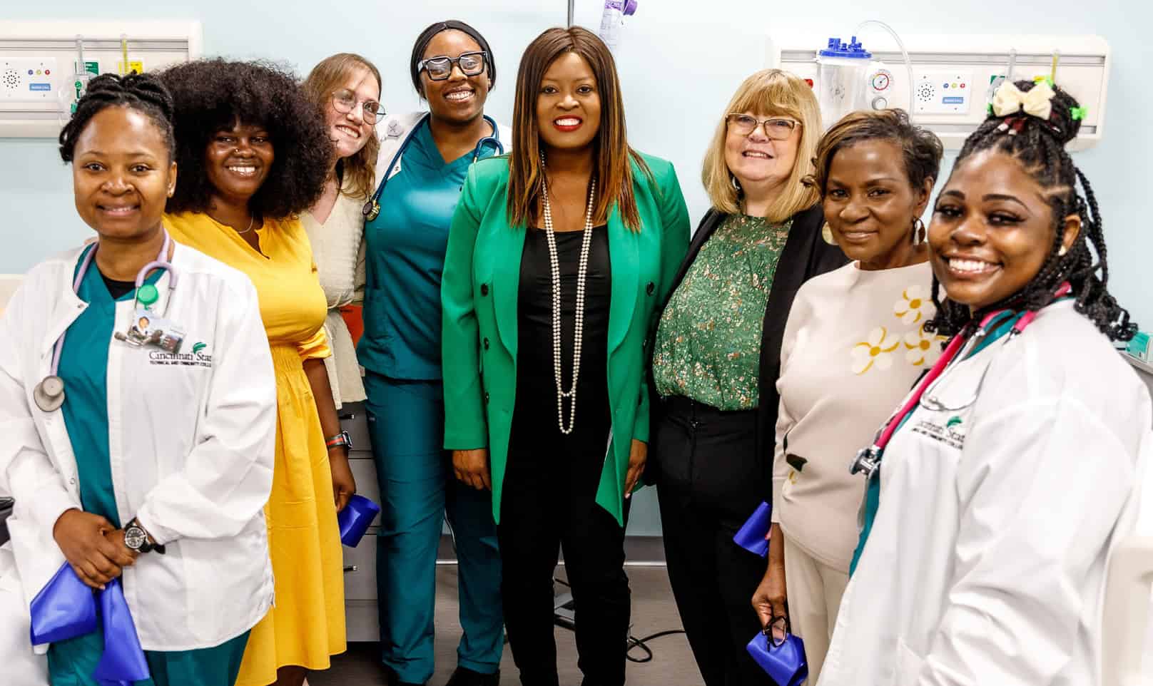 Nursing students celebrated with Commissioner Reece, Dean Bonnie Smith, and Program Chair Janice Lockett