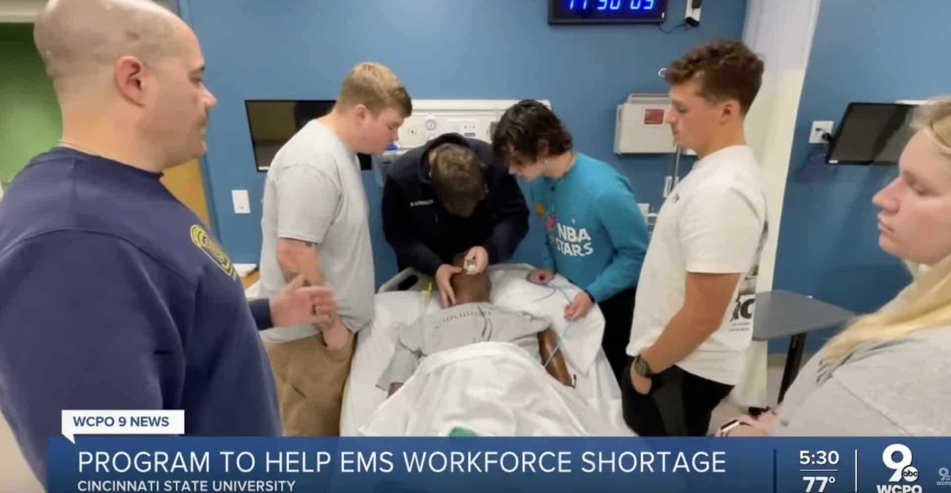 EMT students practice their skills in the Health Simulation Lab (WCPO screenshot)